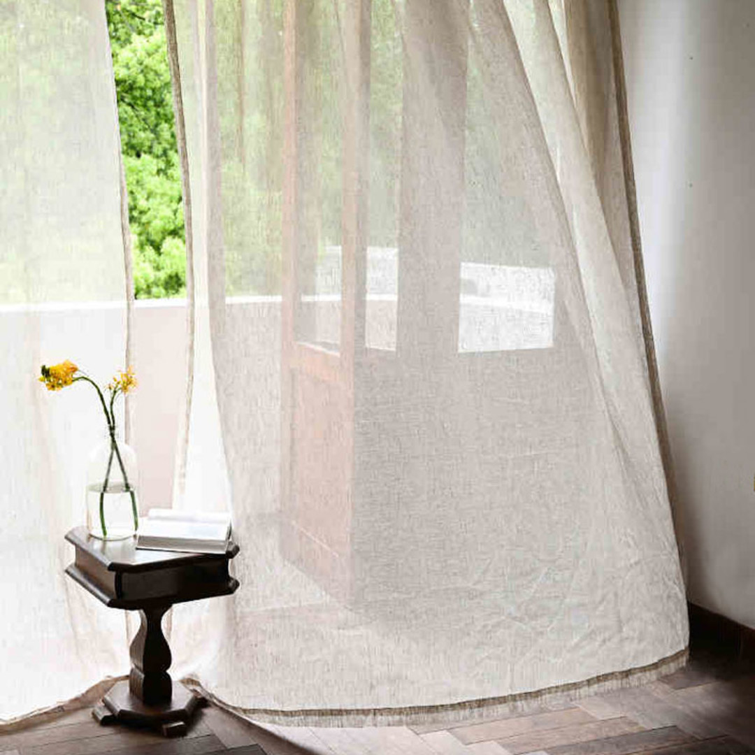 Zen Garden Pure Flax Linen Natural Colour Sheer Voile Curtain