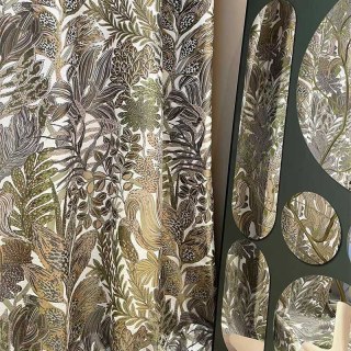 Exotic Foliage Flair Tropical Leaf Olive Green Curtain