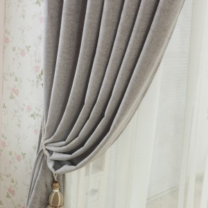 Elegant Plain Chenille Grey Curtain 6