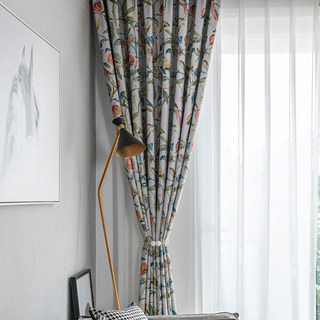 Harvest & Bird Multicoloured Red Floral Blackout Curtain 2