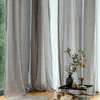 Wabi Sabi Pure Flax Linen Light Grey Voile Curtain