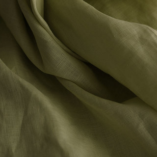 Wabi Sabi Pure Flax Linen Olive Green Heavy Voile Curtain 4