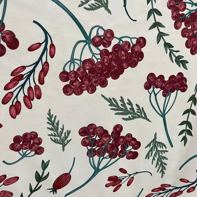 Berry Bliss Red and Cream Velvet Floral Curtains