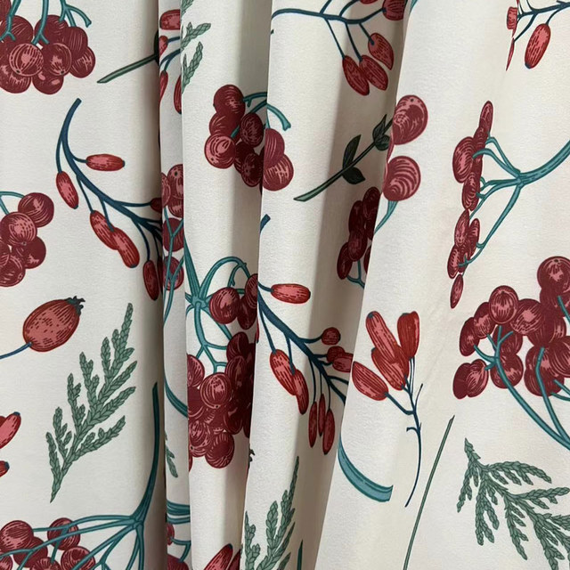 Berry Bliss Red and Cream Velvet Floral Curtains