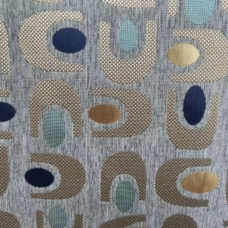 Circle Vibe Mid Century Modern Multicolour Gray Geometric Chenille Blackout Curtain 5
