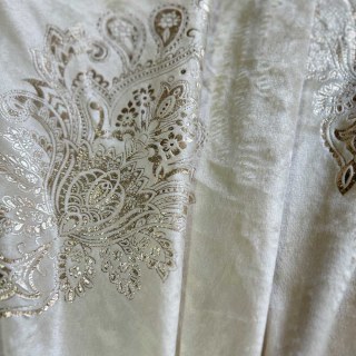 Heritage Luxury Cream and Gold Damask Velvet Curtain