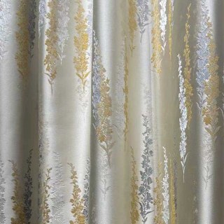 Lavender Elegance Luxury Jacquard Cream Gold Floral Curtains 3