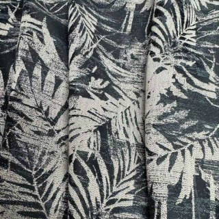 Midnight Palms Dark Ink Blue Tropical Floral Curtains