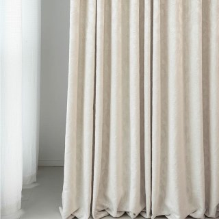 Serene Bloom Cream Vegan Suede Floral Curtain 2