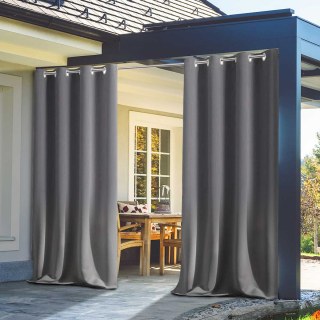 Malibu Waterproof Blackout Twill Dark Gray Outdoor Curtain 3