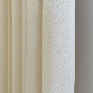 Chevron Mist Geometric Cream Heavy Sheer Curtain 4