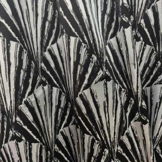 Gilded Breeze Black and Silver Art Deco Geometric Curtains 4