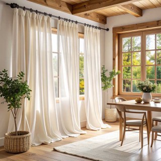 Cotton Club Pure Cotton Ivory White Sheer Sheer Curtain