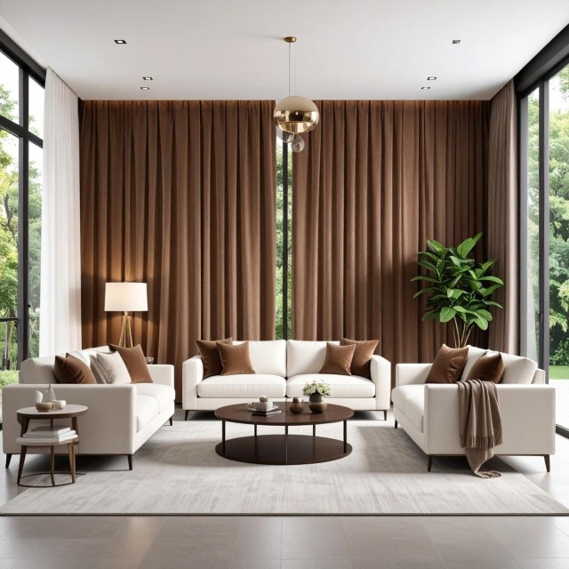 Fine Coffee Brown Velvet Curtains 1