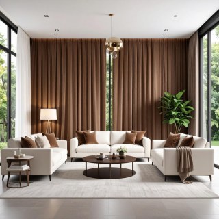 Fine Coffee Brown Velvet Curtains