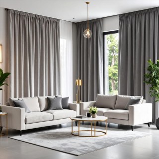 Fine Light Gray Velvet Curtain