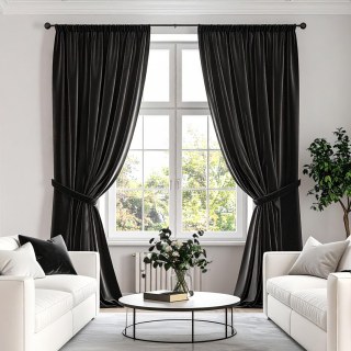 Midnight Obsidian Premium Black Velvet Curtain 3