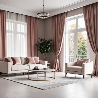 Premium Dusky Pink Velvet Curtain 2