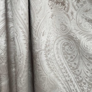 Royal Mirage Cream Taupe Damask Velvet Curtain 3