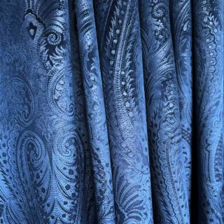 Royal Mirage Navy Blue Damask Velvet Curtain 3