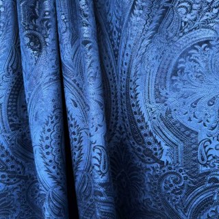 Royal Mirage Navy Blue Damask Velvet Curtain 2