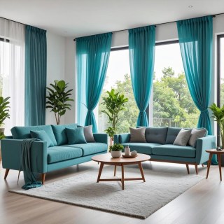 Smarties Aqua Blue Soft Sheer Curtain 2