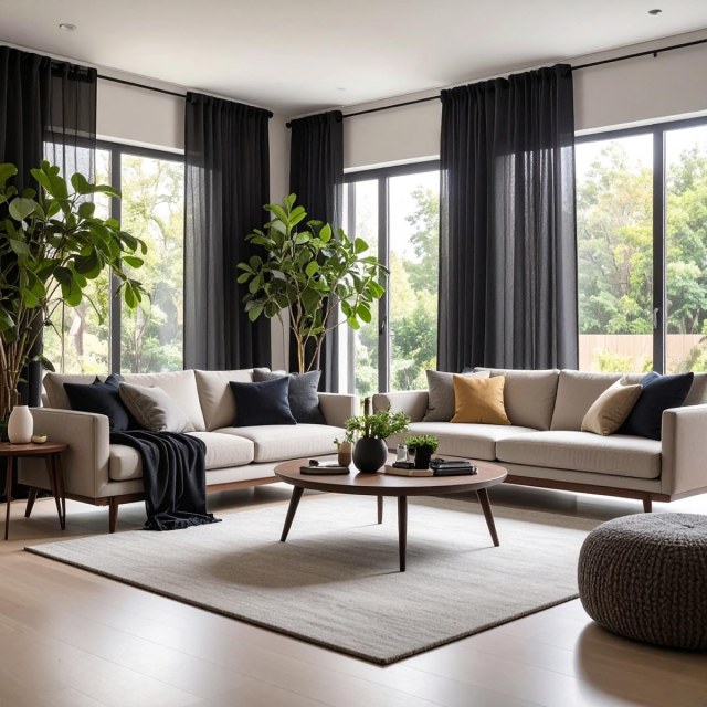 Smarties Black Soft Sheer Curtain 1