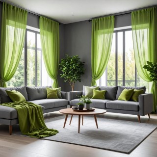 Smarties Lime Green Soft Sheer Curtain 2