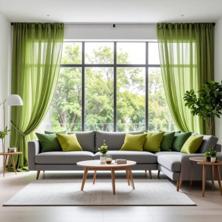 Smarties Lime Green Soft Sheer Curtain 3