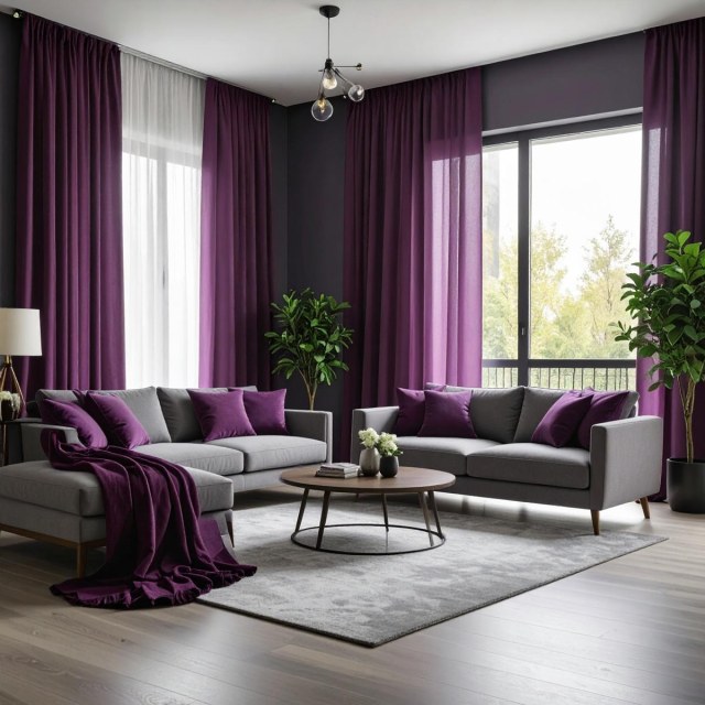 Smarties Purple Soft Sheer Curtain 1