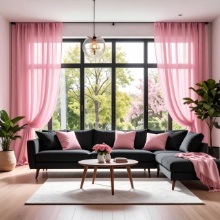 Smarties Rose Pink Soft Sheer Curtain 3