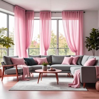 Smarties Rose Pink Soft Sheer Curtain 2