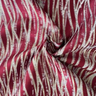 Woven Drift Abstract Geometric Burgundy Wine Red Curtains with Gold Details