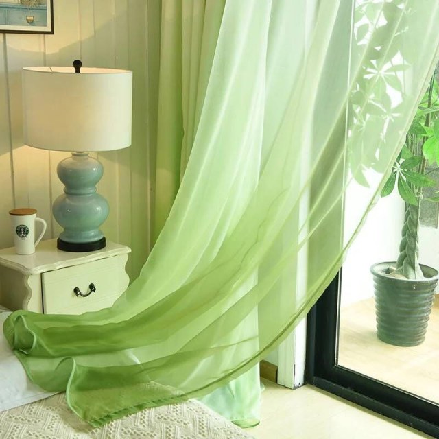 Candy Land Ombre Green Sheer Curtain 1
