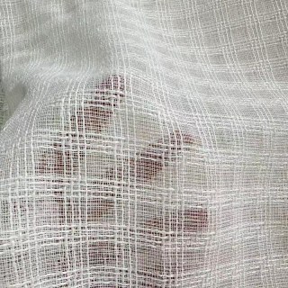 Ethereal Grid Cream Linen Style Sheer Curtain 4