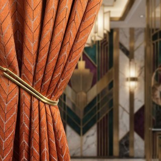 Elegante Art Deco Chevron Orange Curtain 2