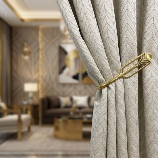 Elegante Art Deco Chevron Silvery Gray Curtains 2