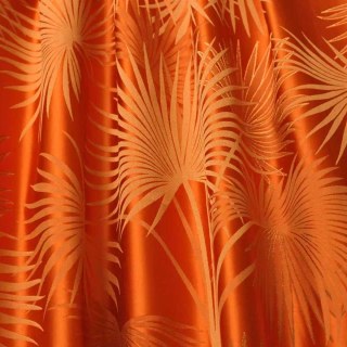 Fan Palm Silhouette Orange Satin Tropical Leaves Curtain 3