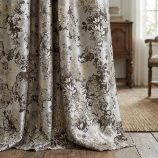 Floral Reverie Jacquard Beige Cream Curtains