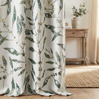In The Woods Green Leaves Curtain with Gold Details
