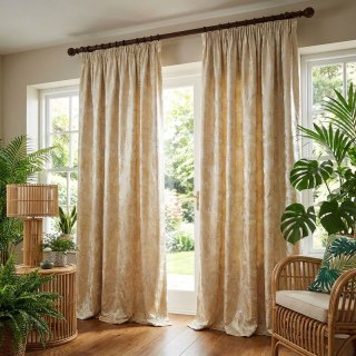 Jungle Jive Leopard and Parrot Cream Gold Blackout Curtains 3