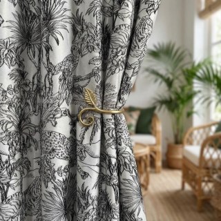 Jungle Jive Leopard and Parrot Silver and Black Blackout Curtains 2