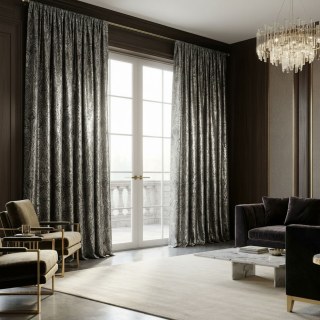 New Classics Damask Jacquard Dark Charcoal Gray Curtain 3