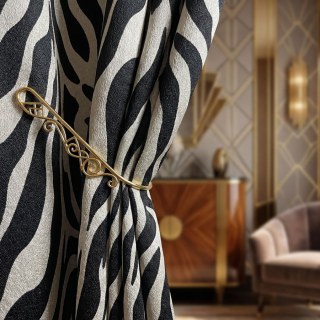 Savannah Jacquard Zebra Patterned Black and White Curtain 3