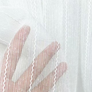 Whispering Waves Ivory White Striped Sheer Curtain 5