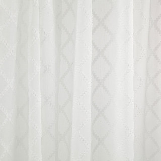 Diamond Veil Ivory White 3D Jacquard Checked Geometric Sheer Curtain 1