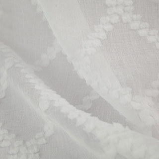 Diamond Veil Ivory White 3D Jacquard Checked Geometric Sheer Curtain 4