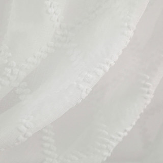 Diamond Veil Ivory White 3D Jacquard Checked Geometric Sheer Curtain 3