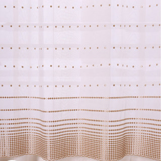 Embroidered Coffee Brown Dotted Dot Voile Curtain 5