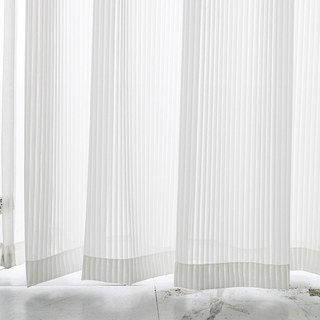 Sun Rays Bold Striped White Sheer Curtain